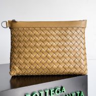 Bottega Veneta Intreccio Prism Pouch with D Buckle Calfskin Brown