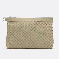 Bottega Veneta Intreccio Prism Pouch with D Buckle Calfskin Khaki